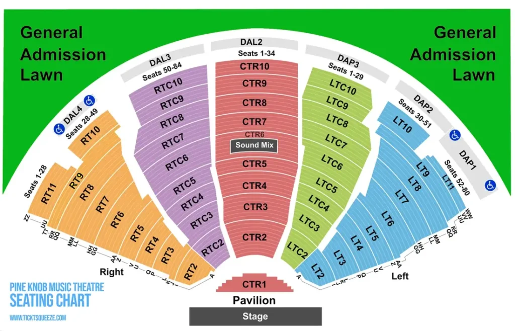 pine knob music theatre seating chart